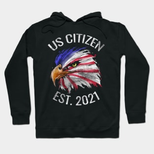 US citizen est. 2021, eagle in colors of US flag, Hoodie
